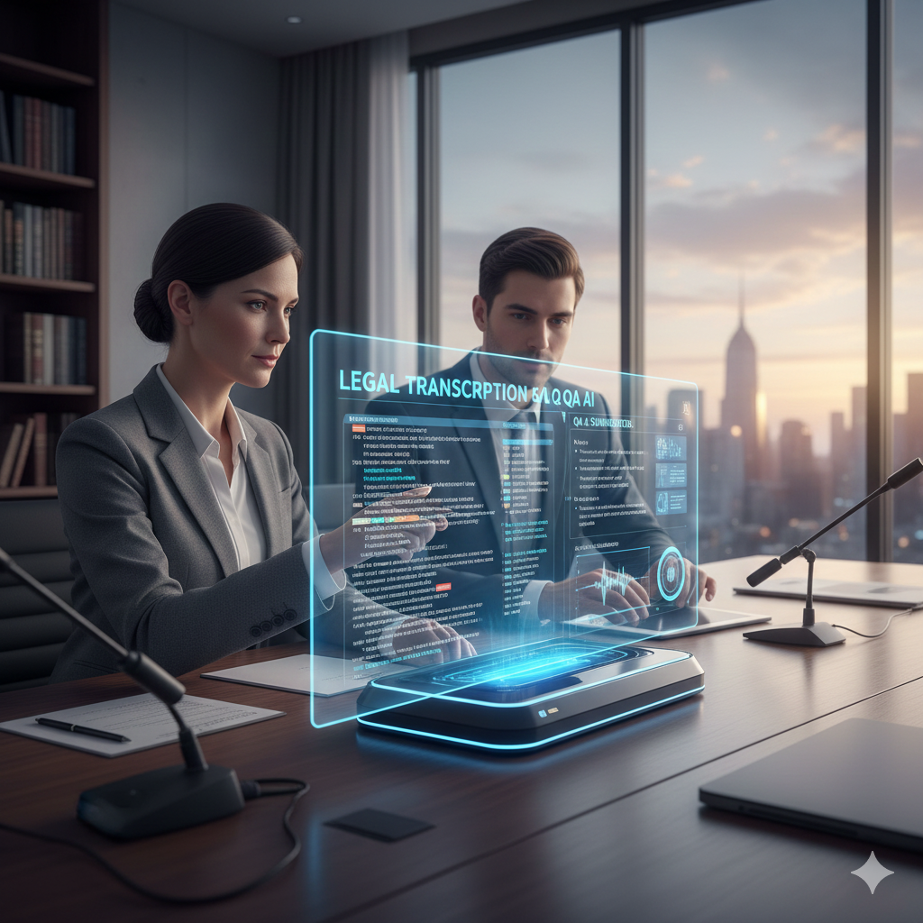 AI-based legal transcription and QA tool for court hearings and depositions