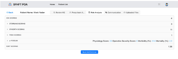Nurse Perspective PORAN Features - Dashboard Displaying Patient Health Metrics